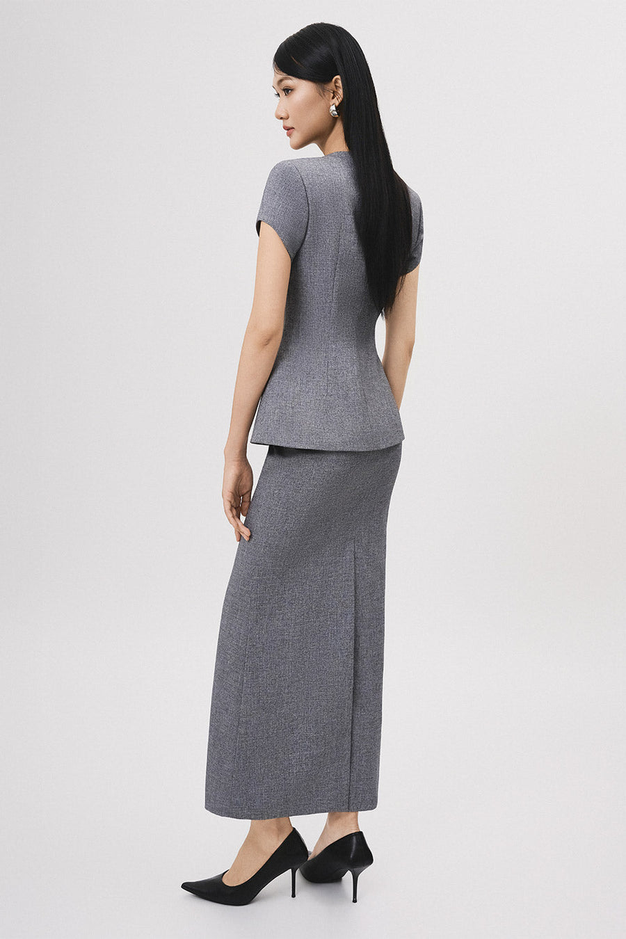 Mien Sheath Back Slit Polyester Maxi Skirt 4