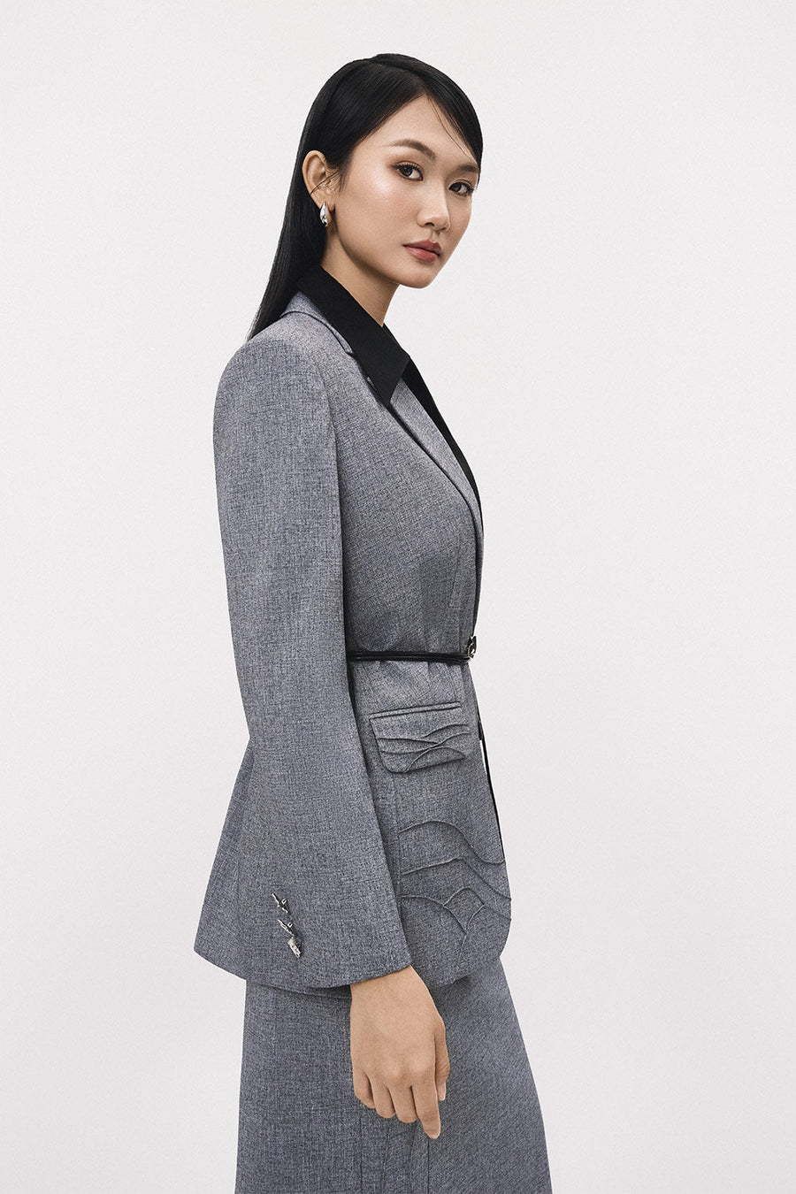 Tinh Straight Notch Lapel Polyester Blazer 3