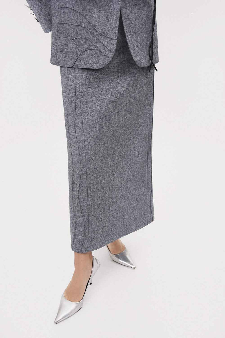 Tinh Straight Back Slit Polyester Maxi Skirt