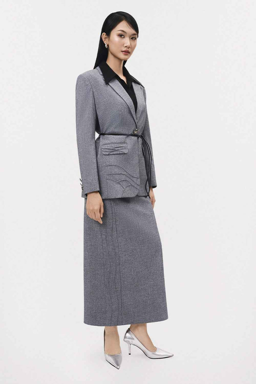 Tinh Straight Back Slit Polyester Maxi Skirt