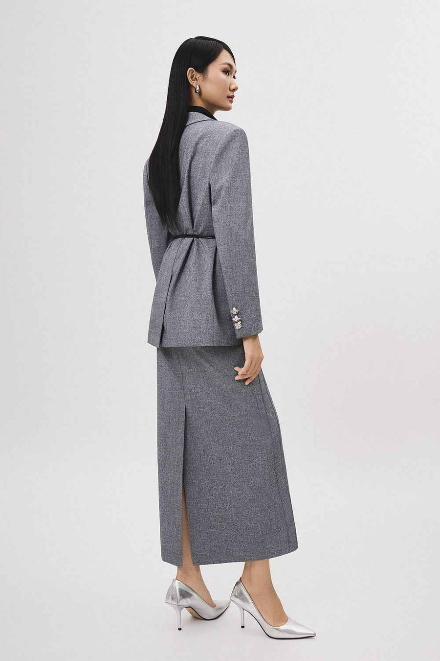 Tinh Straight Back Slit Polyester Maxi Skirt