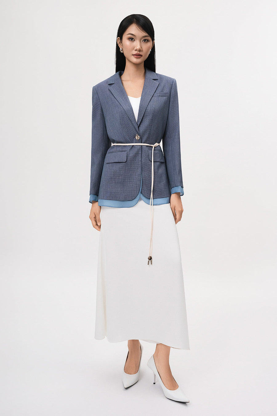Tho A-line Draped Polyester Maxi Skirt 5