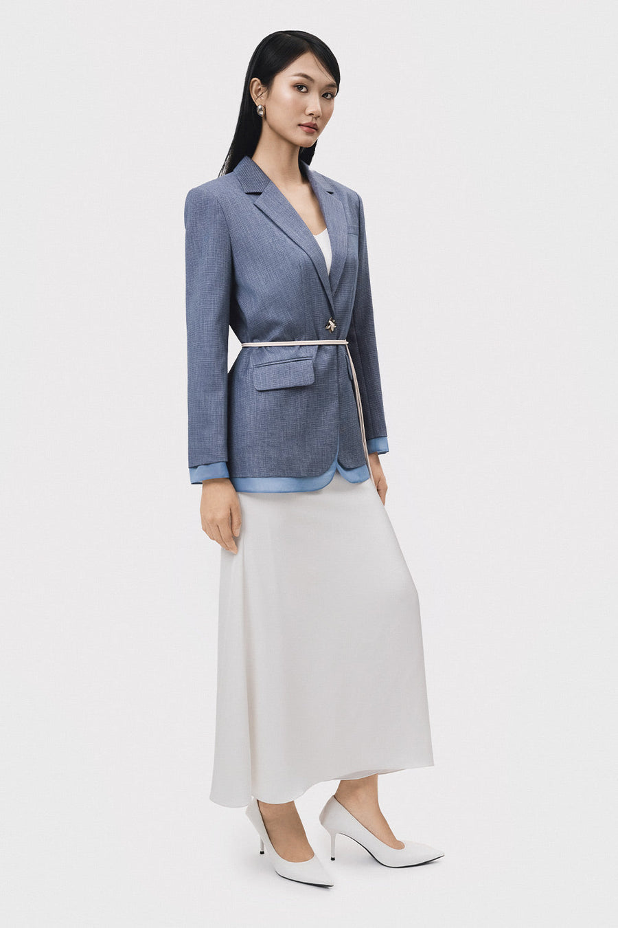 Tho A-line Draped Polyester Maxi Skirt 6
