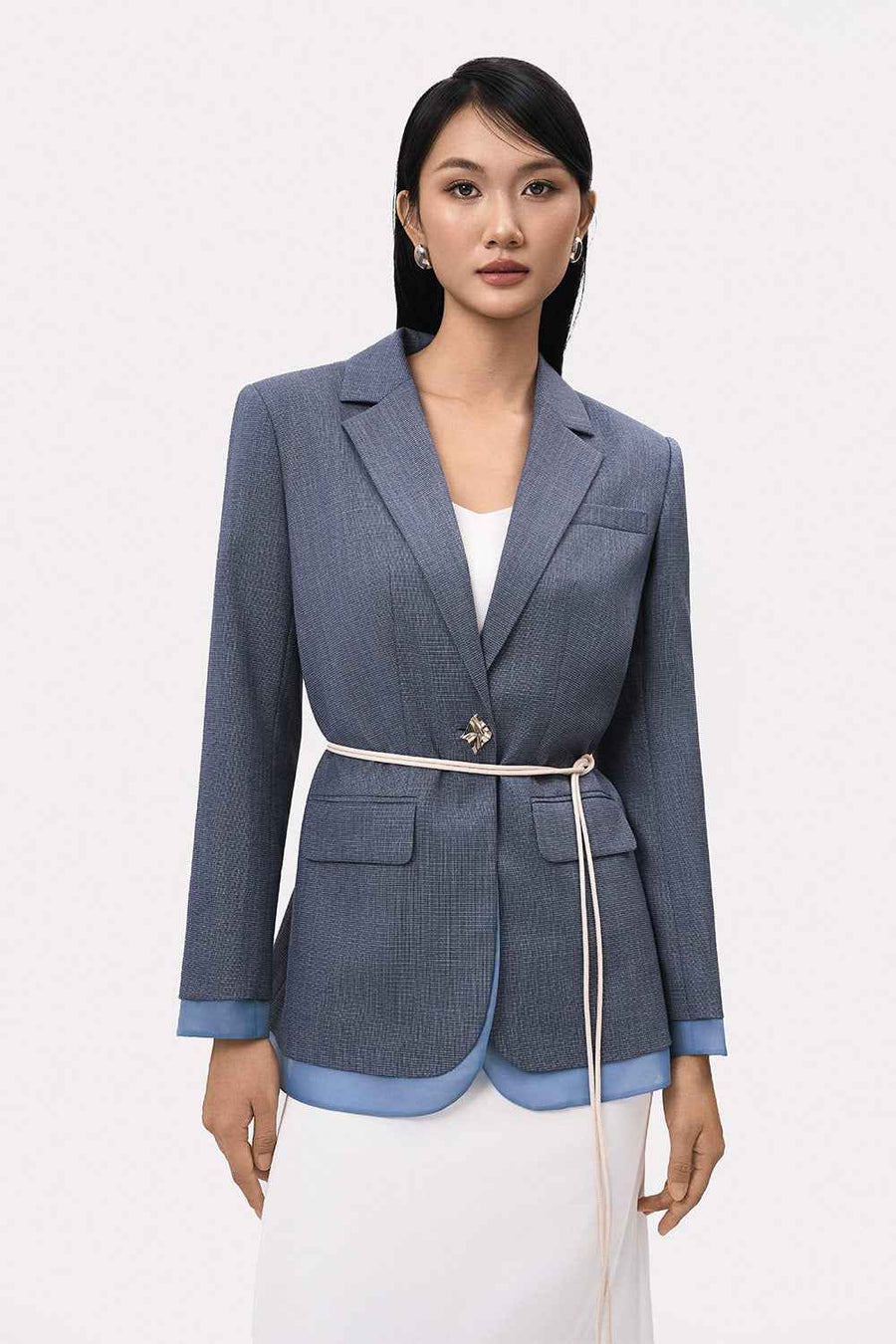Khoi Straight Layered Polyester Blazer