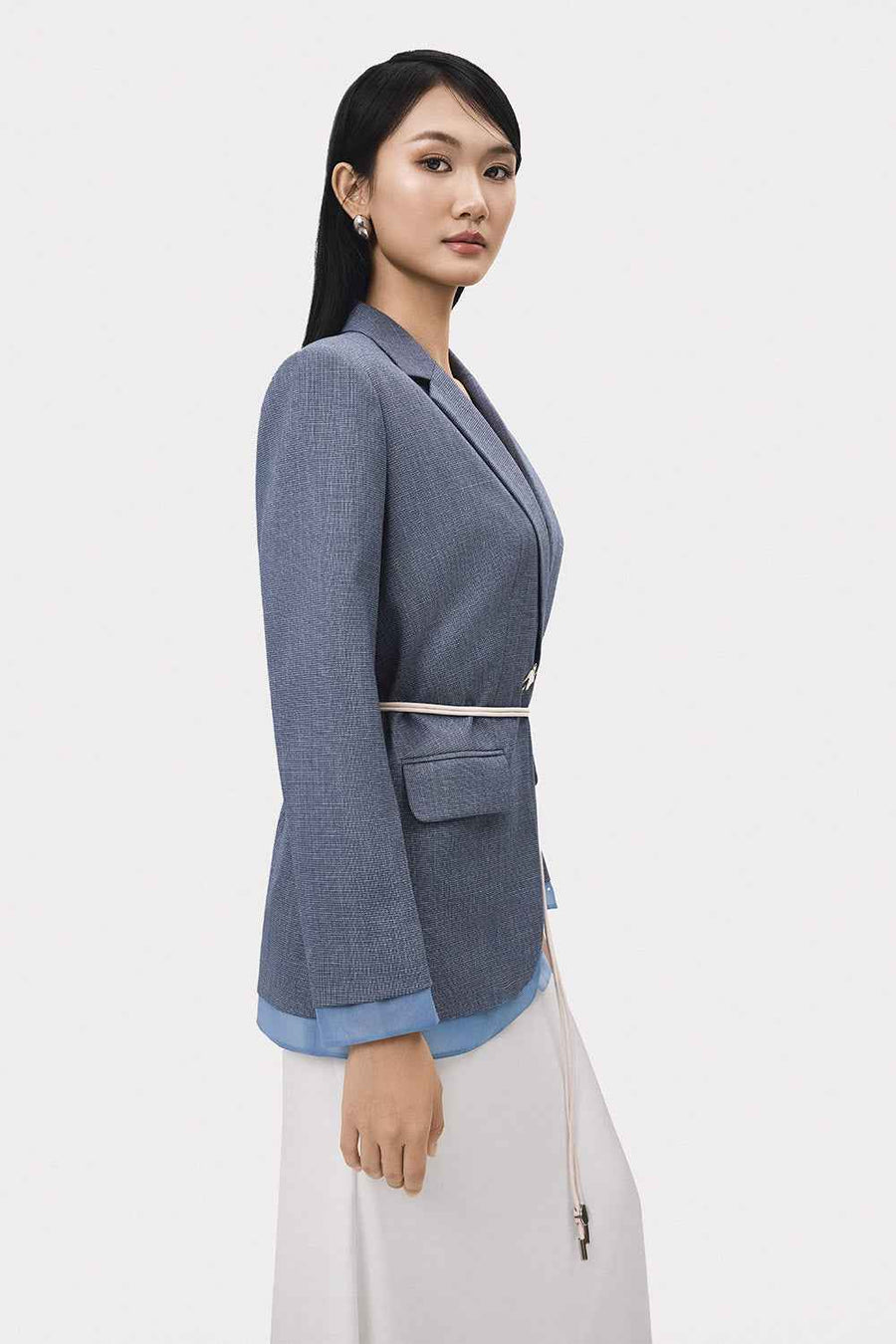 Khoi Straight Layered Polyester Blazer