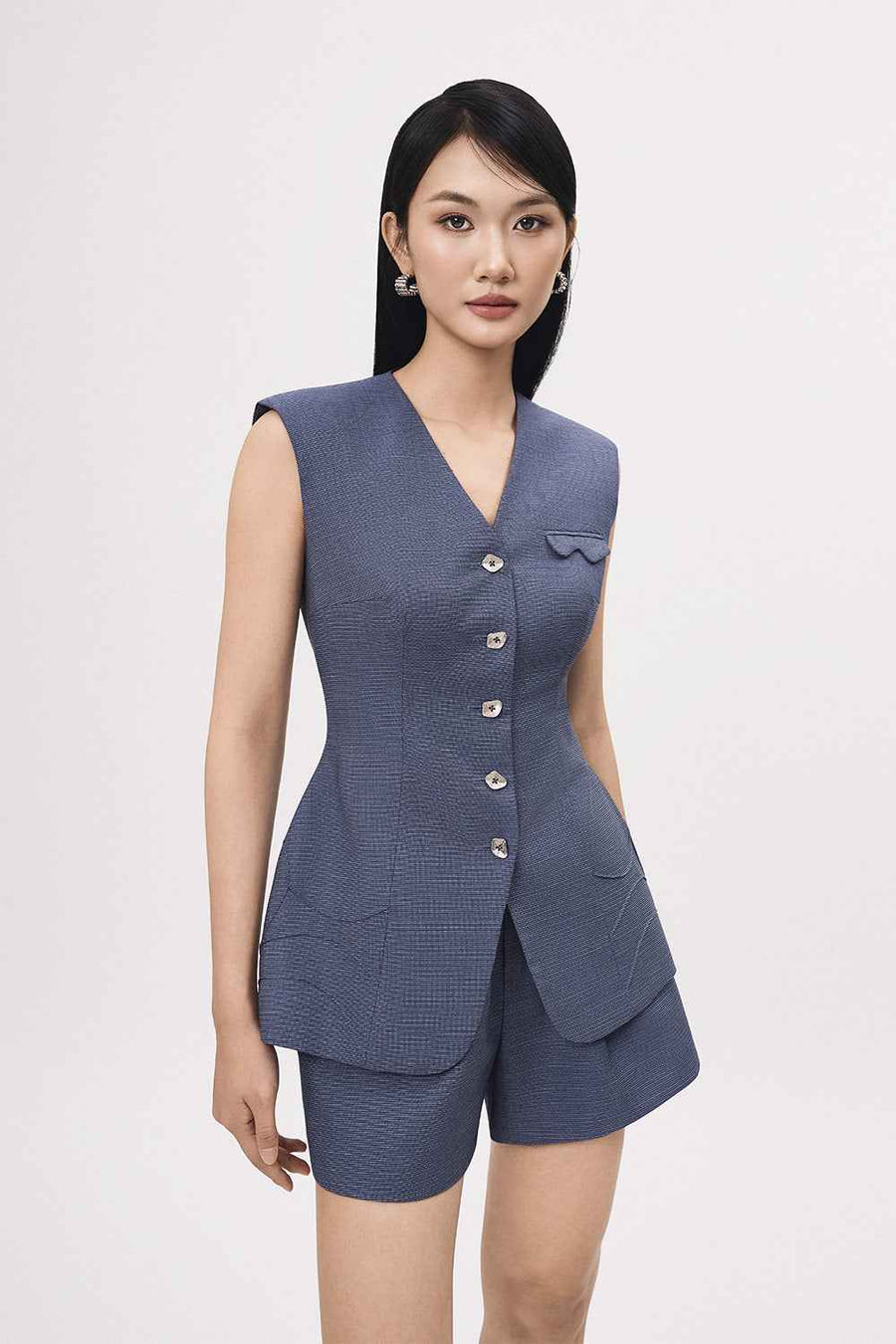 Luu Peplum Sleeveless Polyester Jacket