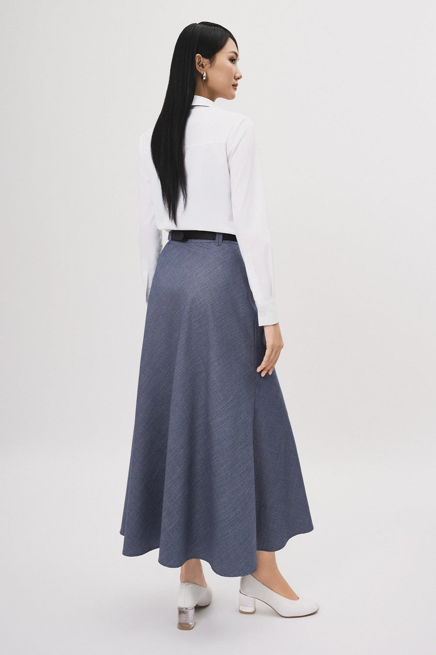 Nhip A-line Wavy Polyester Maxi Skirt 3