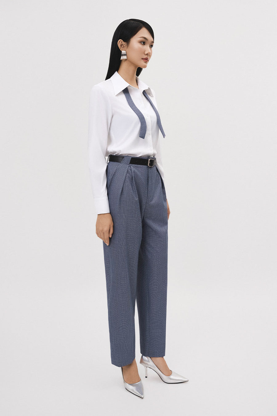 Nha Straight Side Pleated Polyester Maxi Pants 4