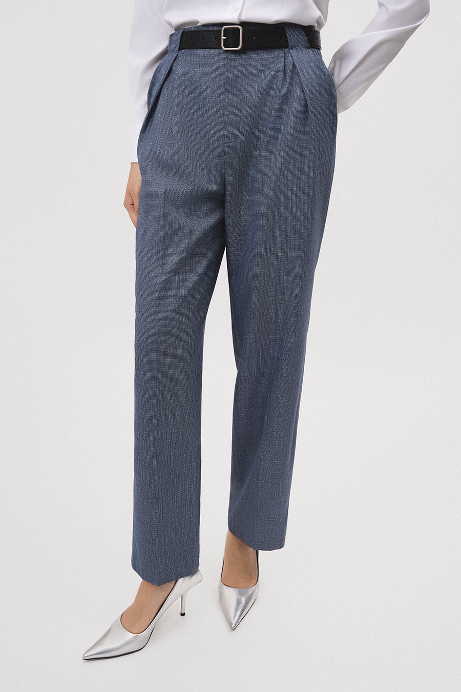 Nha Straight Side Pleated Polyester Maxi Pants 2