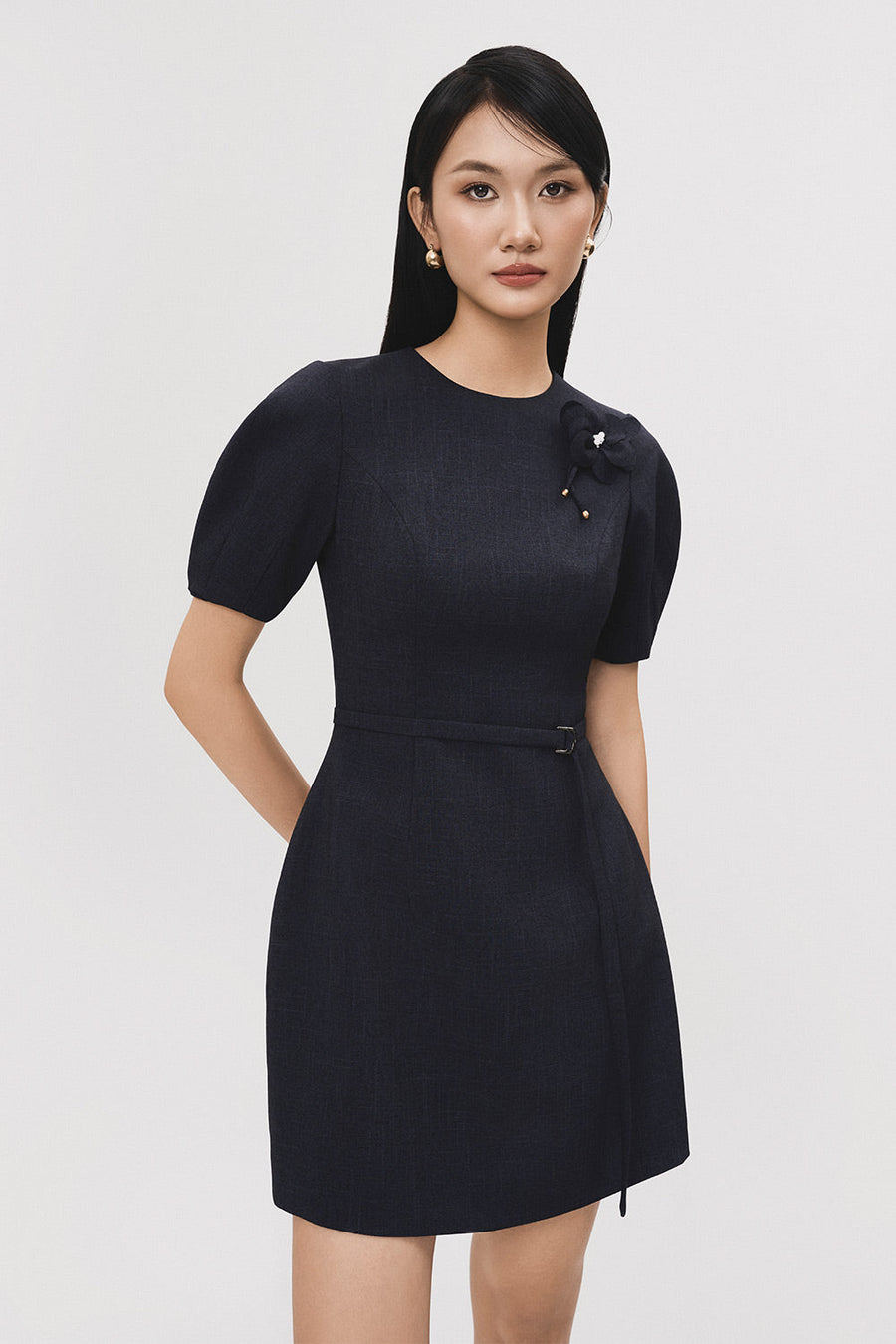 Tuyen A-line Puffy Sleeved Polyester Mini Dress 3