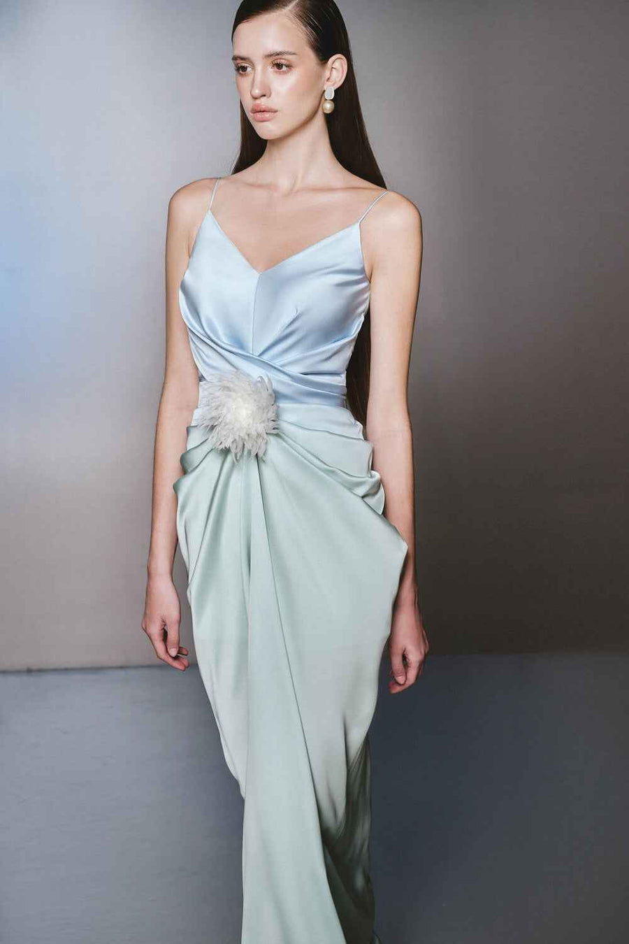 Occa Sarong Spaghetti Strap Silk Blend Maxi Dress