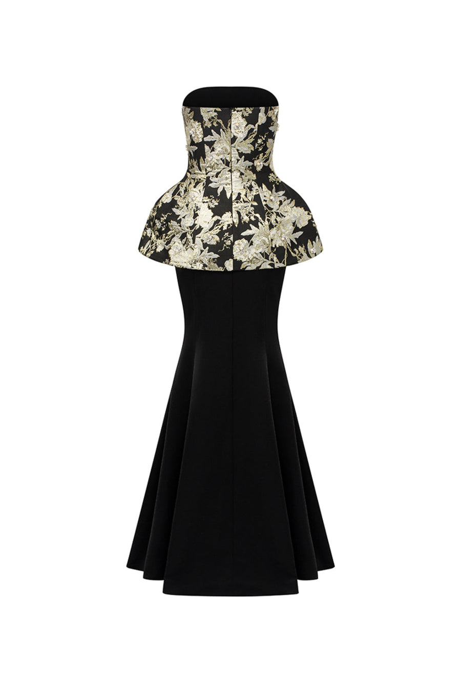 Noa Mermaid Straight Across Neck Jacquard Floor Length Dress 8