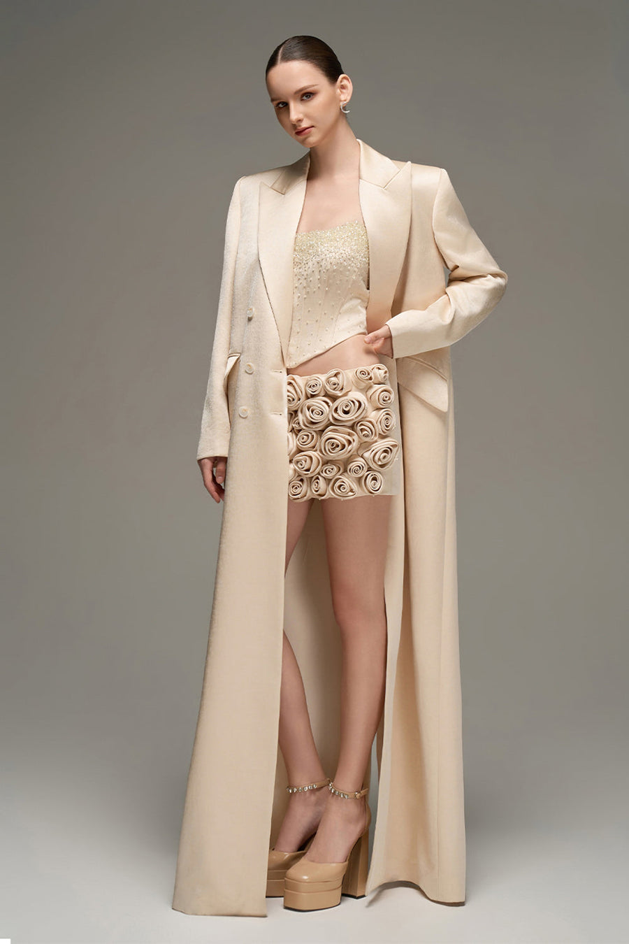 Yara Notched Taffeta Trench Coat 7