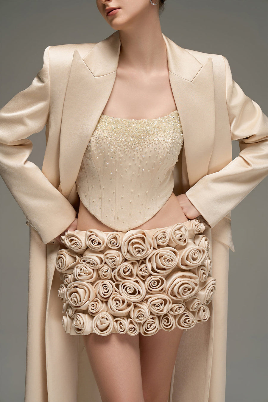 Yara Notched Taffeta Trench Coat 10
