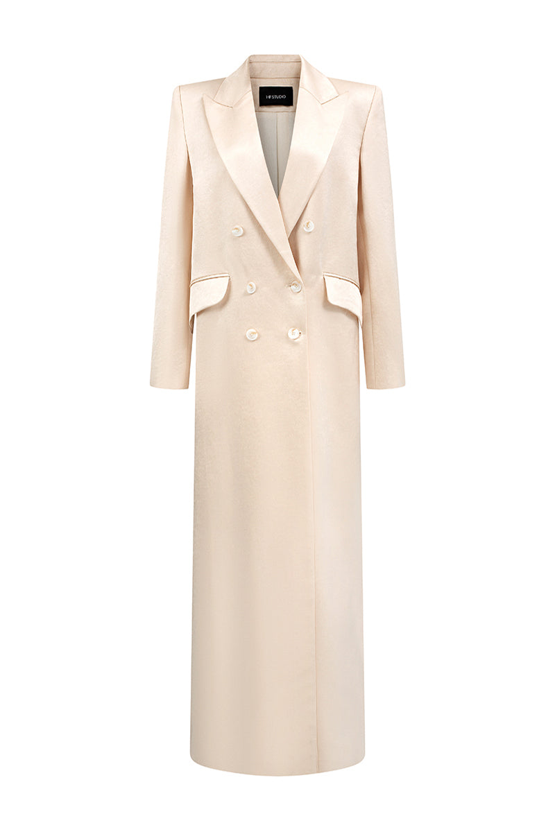 Yara Notched Taffeta Trench Coat 1