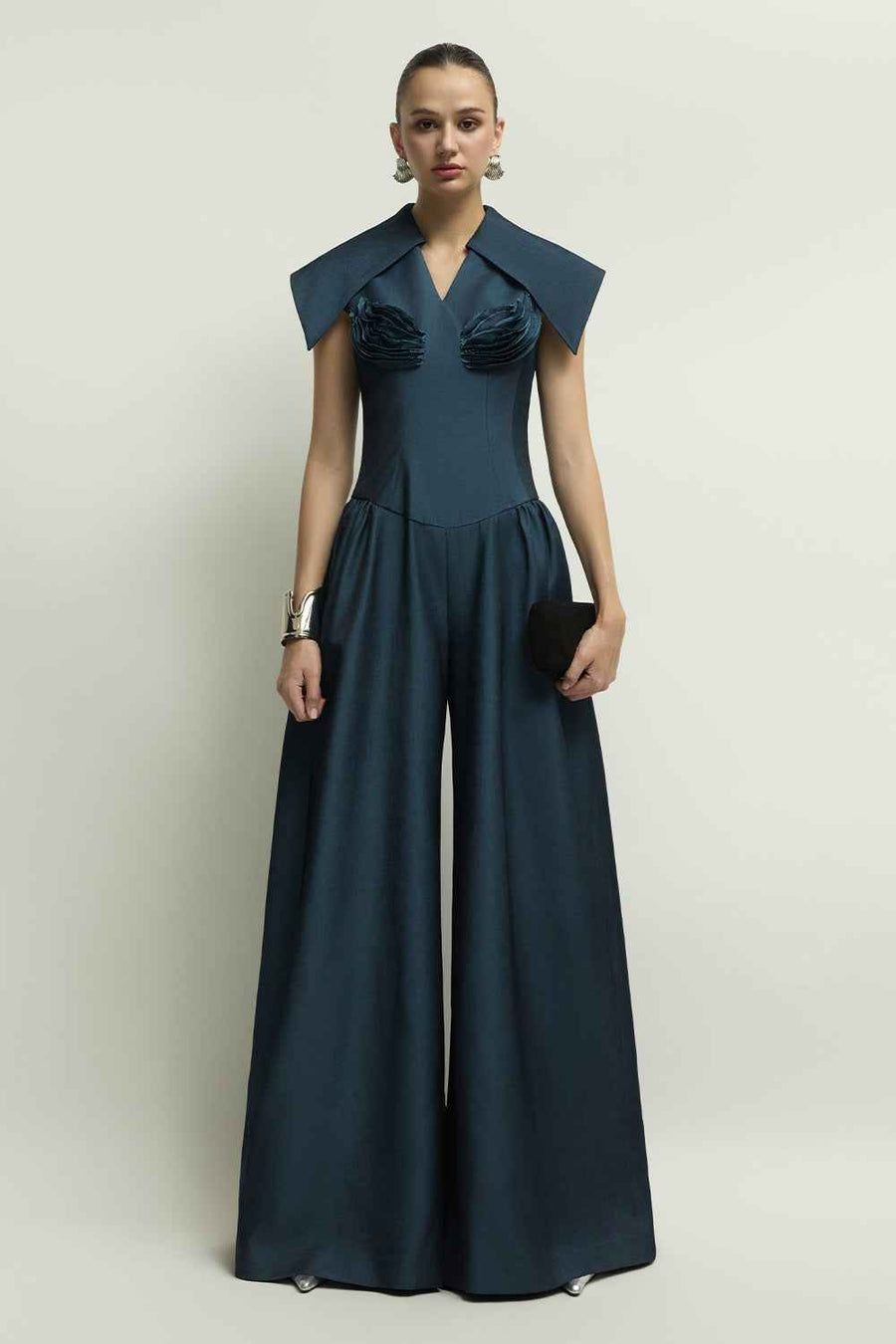 Zelie Cape Sleeve Applique Jumpsuit