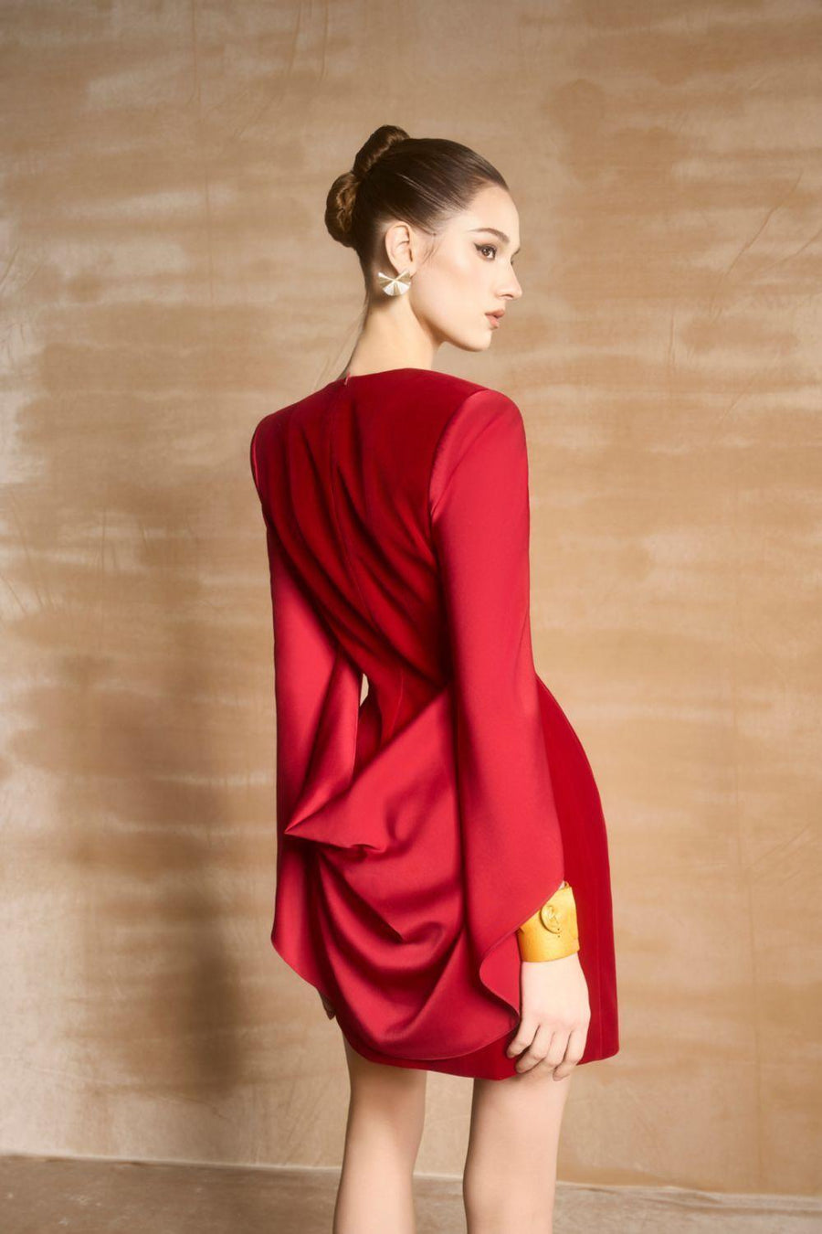 Aceson Sheath Cape Sleeved Velvet Mini Dress Mini Dress Maison des Copains