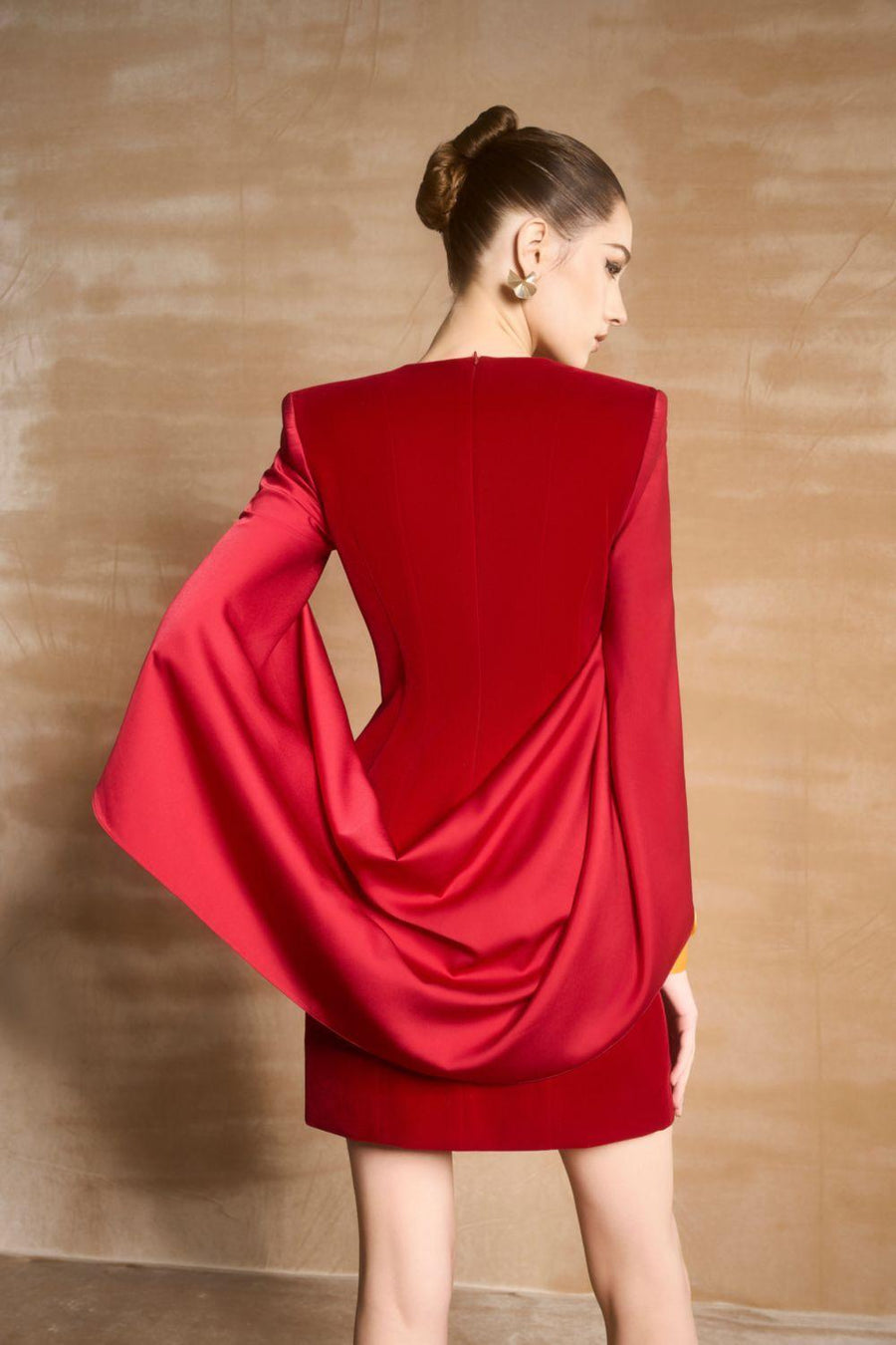 Aceson Sheath Cape Sleeved Velvet Mini Dress Mini Dress Maison des Copains
