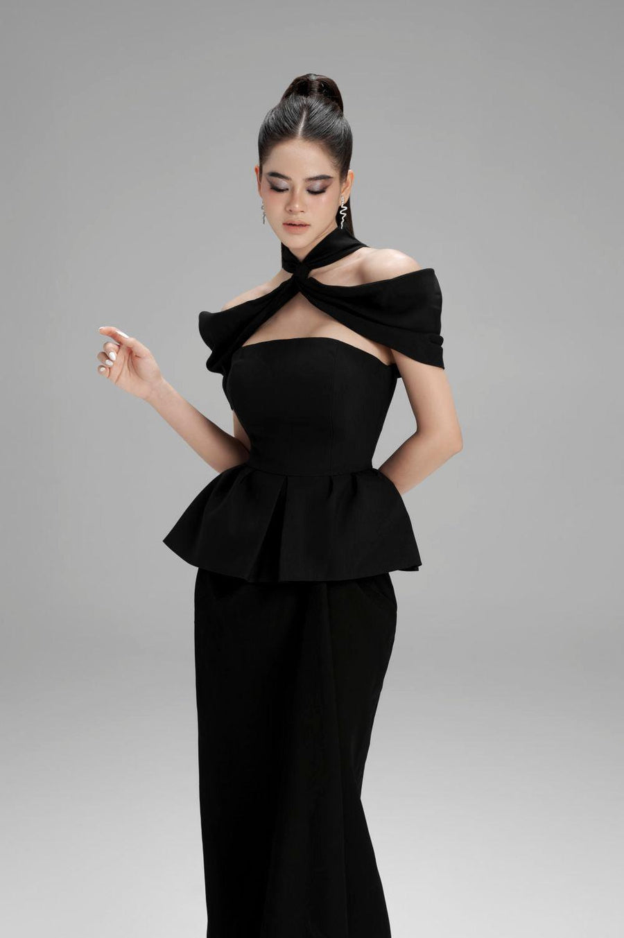 Addison Peplum Criss Cross Neck Polycotton Shirt Shirt Cordia