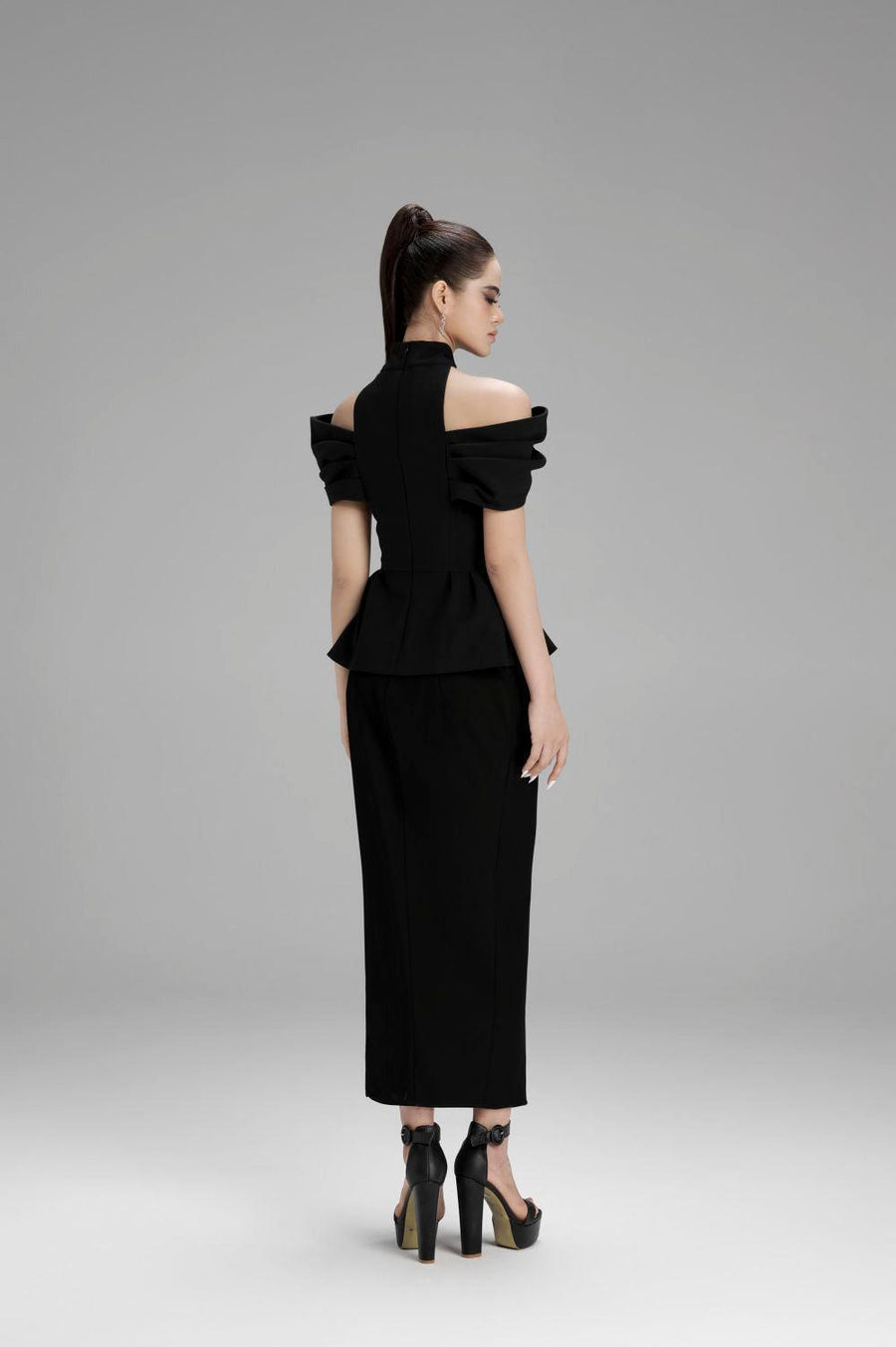 Addison Peplum Criss Cross Neck Polycotton Shirt Shirt Cordia