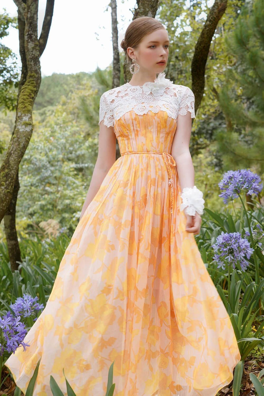 Adonis Ball Gown Lace Voile Maxi Dress Maxi Dress Darling Diva