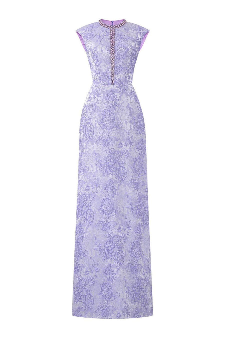 Adorn A-line Round Neck Jacquard Floor Length Dress Gown Dress I.H.F Atelier