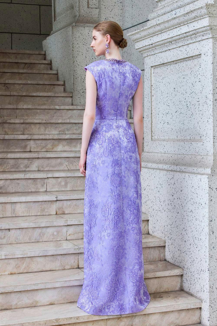 Adorn A-line Round Neck Jacquard Floor Length Dress Gown Dress I.H.F Atelier