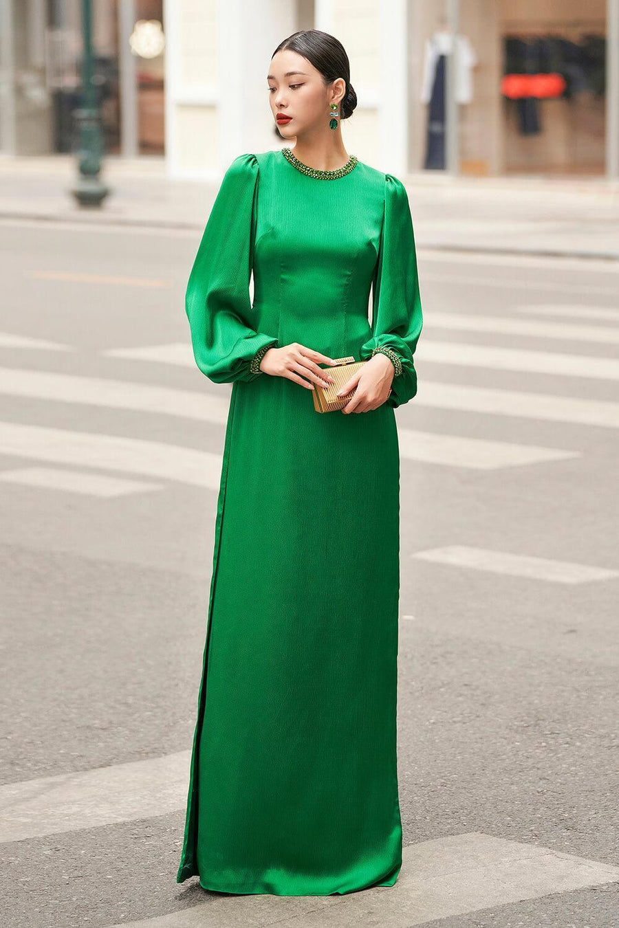 Agate Straight Wide Leg Silk Floor Length Pants 10