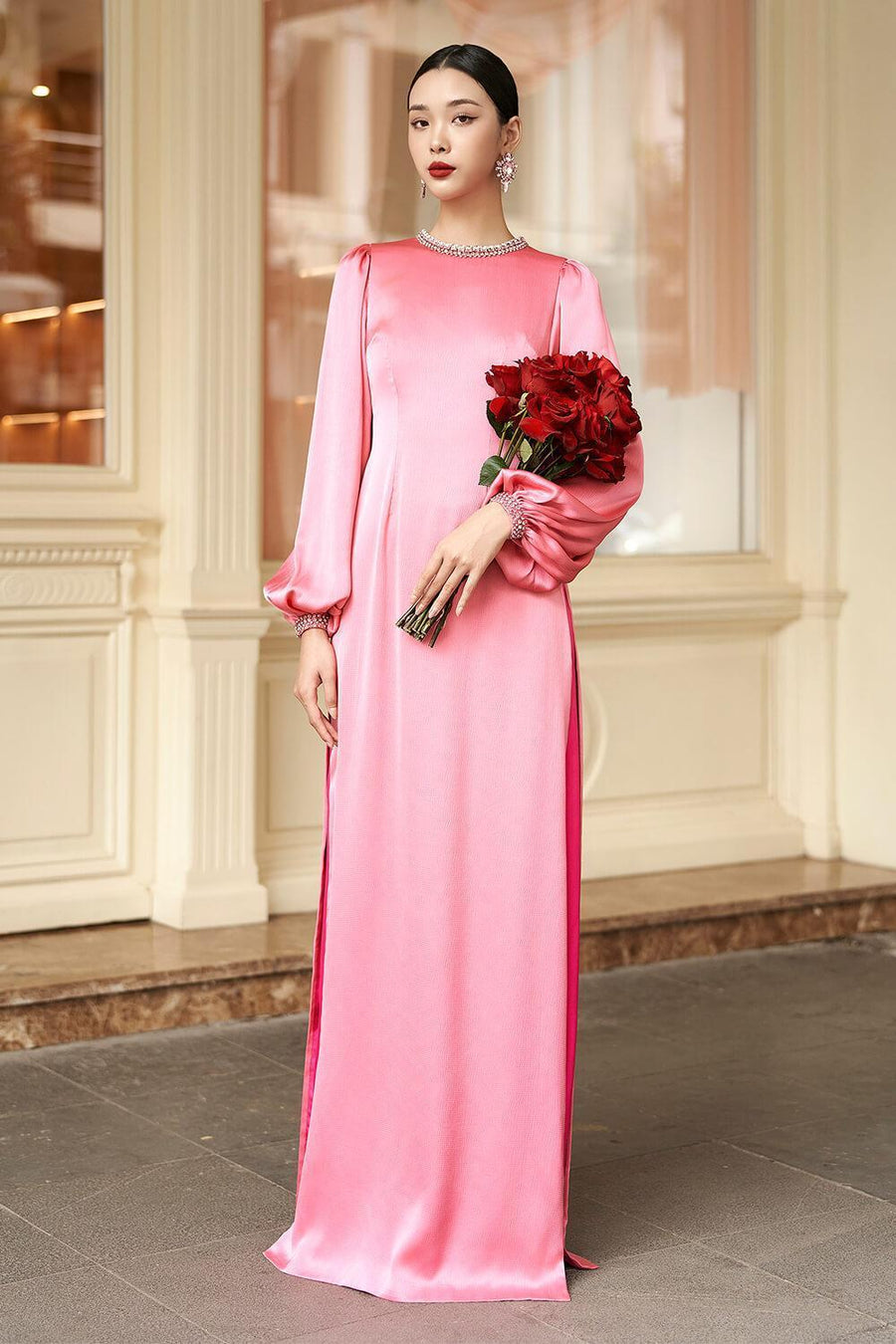 Agate Straight Wide Leg Silk Floor Length Pants 11