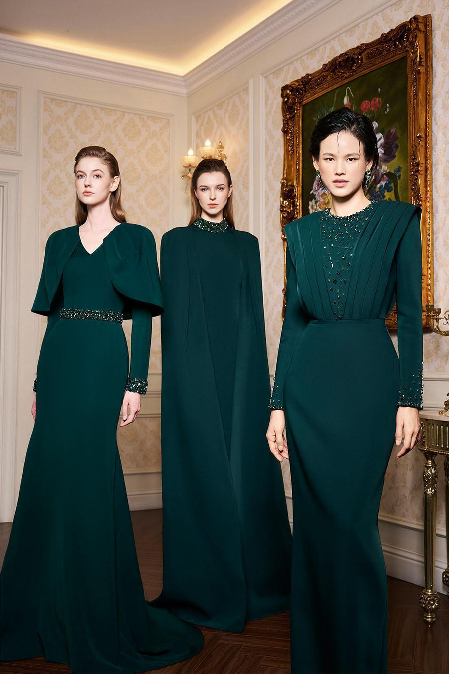 Ailani Mermaid Cape Shoulder Crepe Extra Long Length Dress Gown Dress I.H.F Atelier