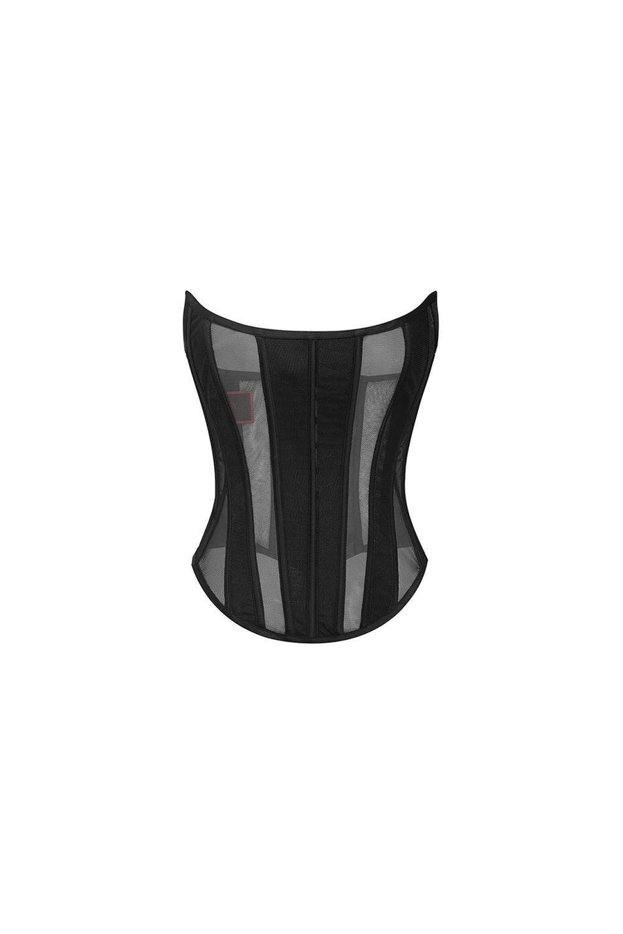 Alana Strapless Corset Waist Mesh Spandex Corset Sleeveless Top LASSY