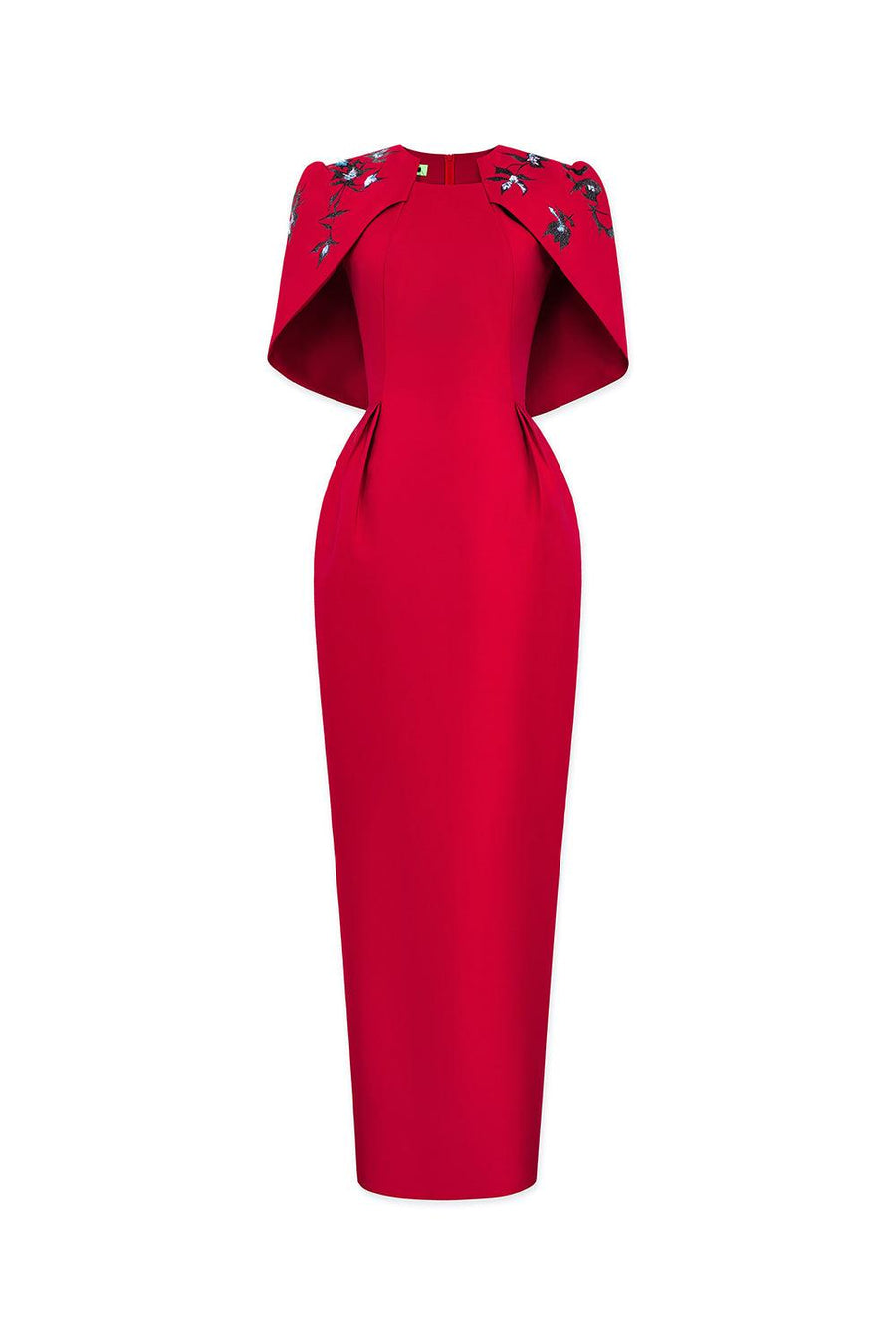Alani Pegged Cape Sleeved Zibeline Ankle Length Dress 1