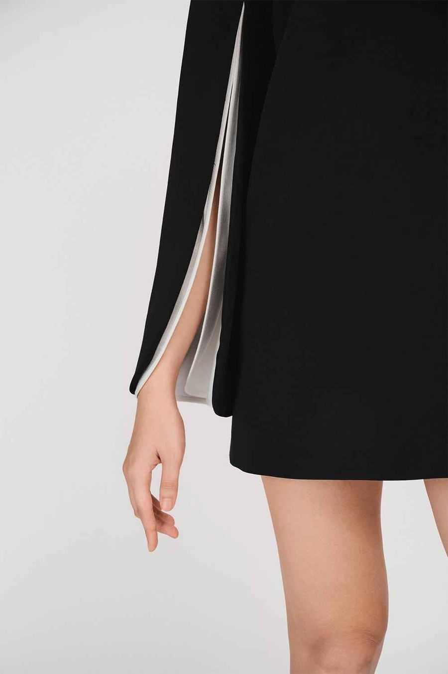 Aleah Straight Slit Sleeved Rain Cloth Mini Dress