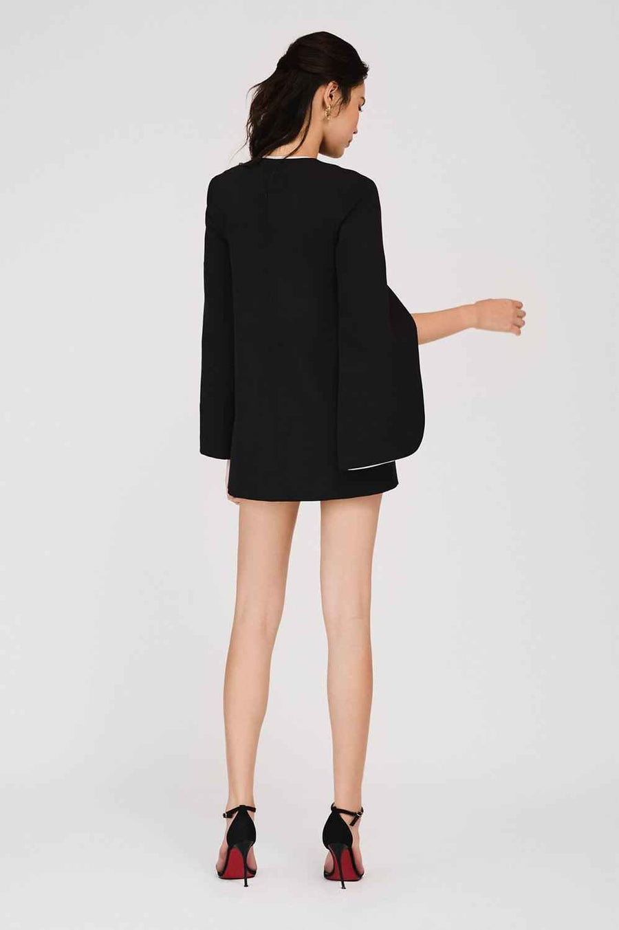 Aleah Straight Slit Sleeved Rain Cloth Mini Dress