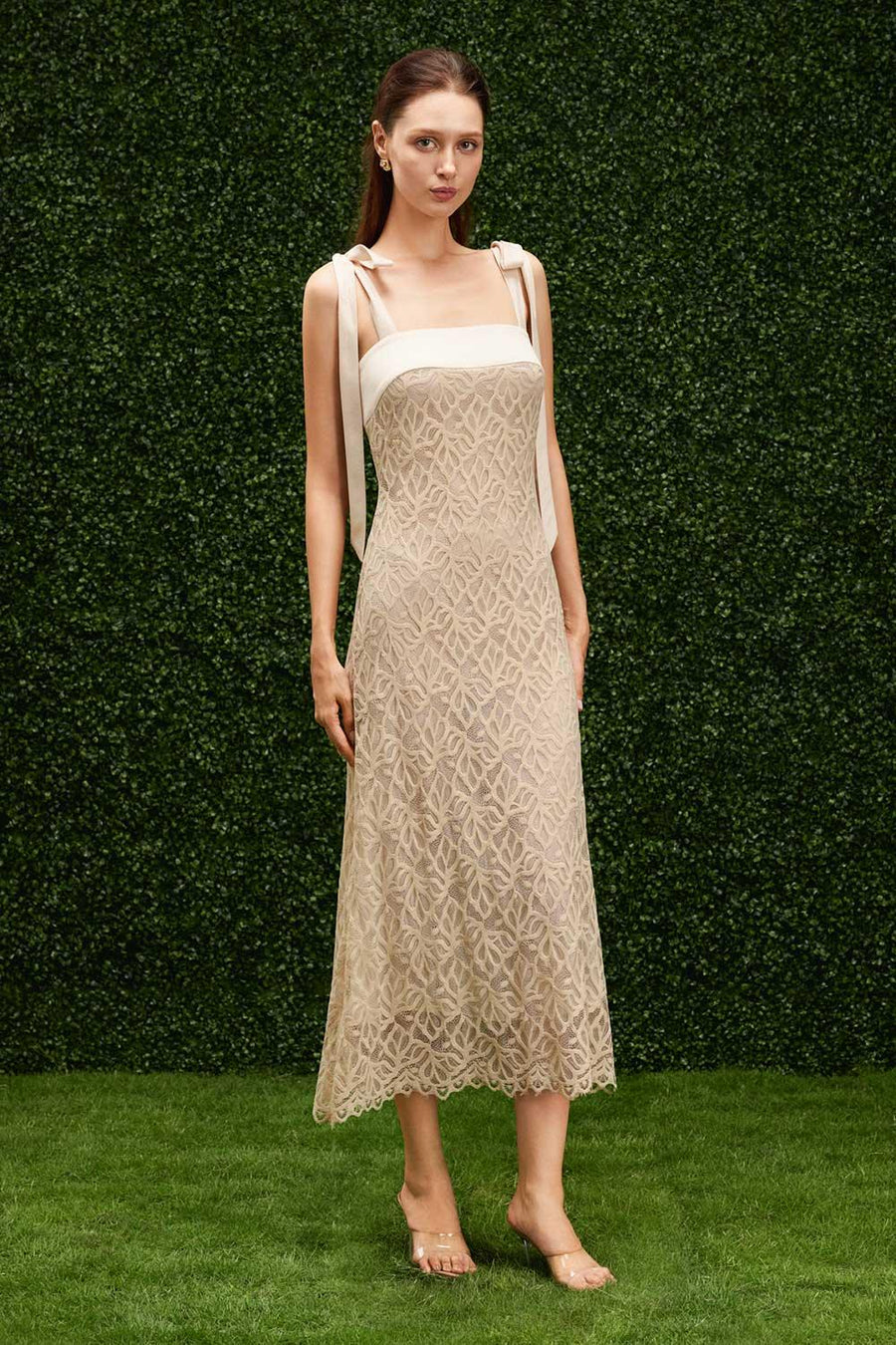 Alexis Sheath Ribbon Lace Midi Dress 4