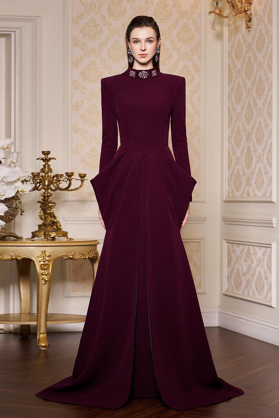 Alina Pegged Draped Scuba Floor Length Dress Gown Dress I.H.F Atelier