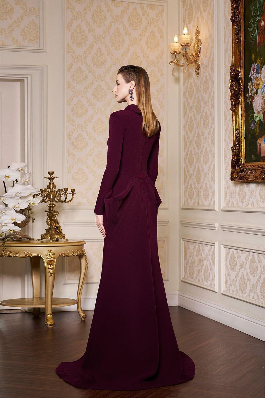 Alina Pegged Draped Scuba Floor Length Dress Gown Dress I.H.F Atelier