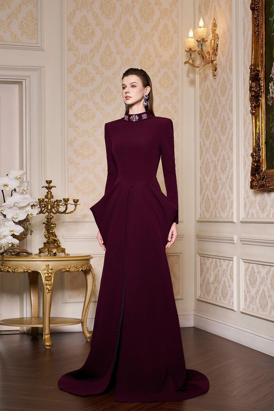 Alina Pegged Draped Scuba Floor Length Dress Gown Dress I.H.F Atelier