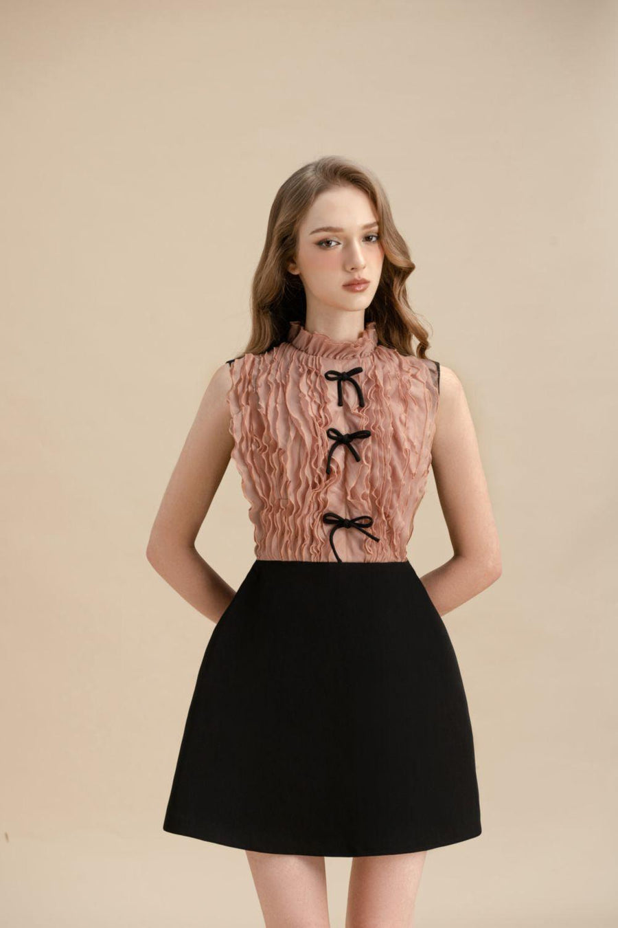 Allegra A-line Ruffle Trim Cotton Polyester Mini Dress Mini Dress LAMORIS