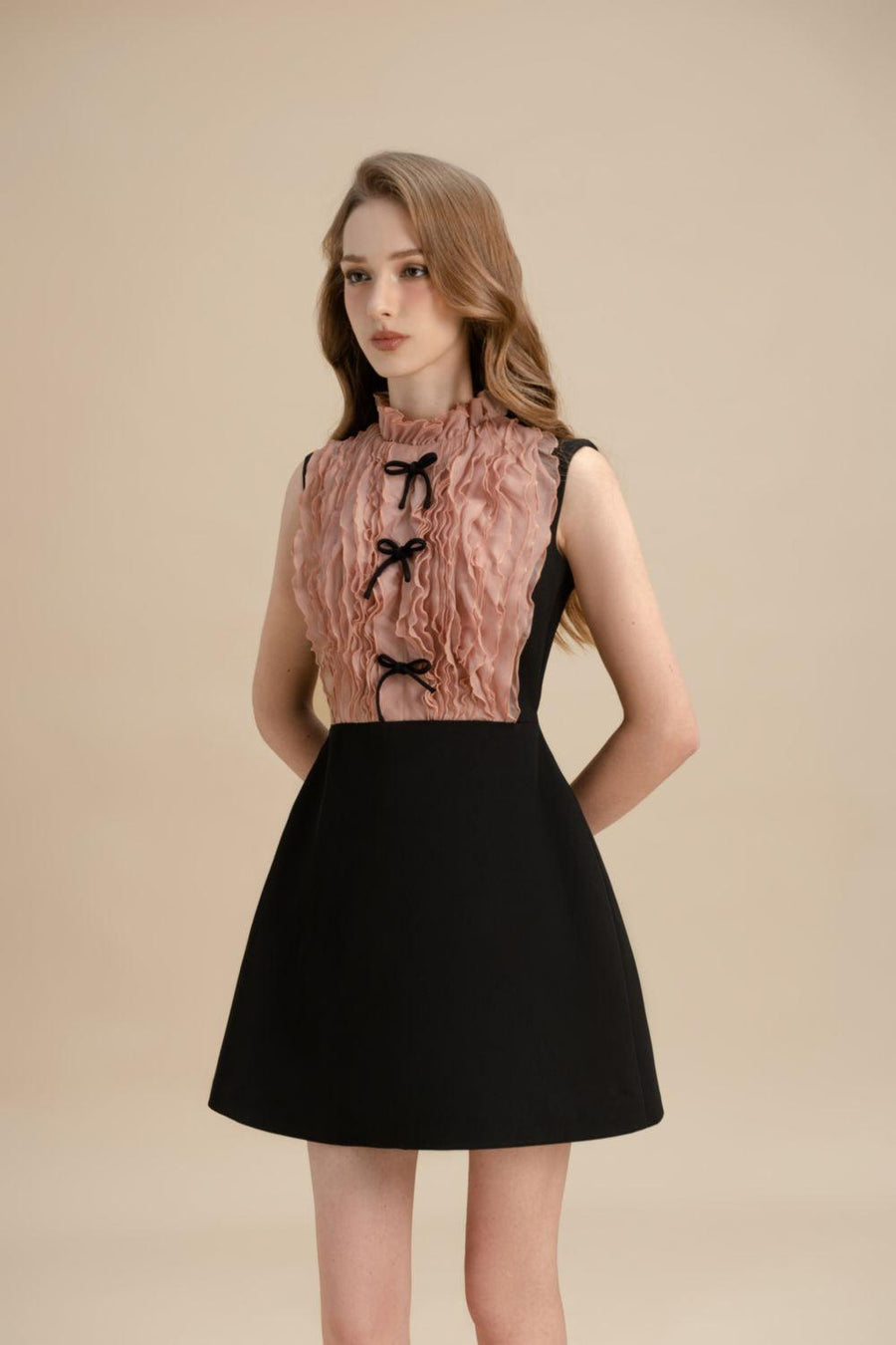 Allegra A-line Ruffle Trim Cotton Polyester Mini Dress Mini Dress LAMORIS