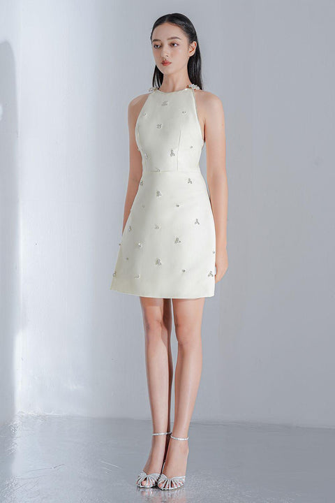 Althea A-line Sleeveless Jacquard Mini Dress Mini Dress LAMORIS