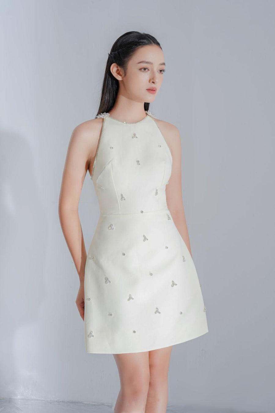 Althea A-line Sleeveless Jacquard Mini Dress Mini Dress LAMORIS