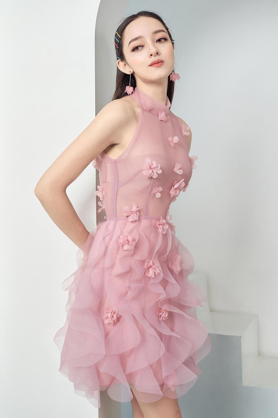 Alucard A-line Halter Neck Organza Mini Dress 2