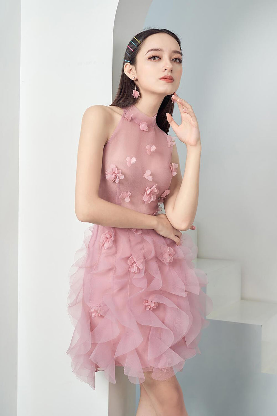 Alucard A-line Halter Neck Organza Mini Dress 5
