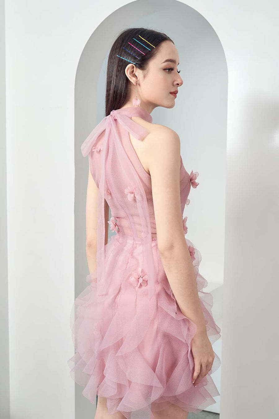 Alucard A-line Halter Neck Organza Mini Dress 6