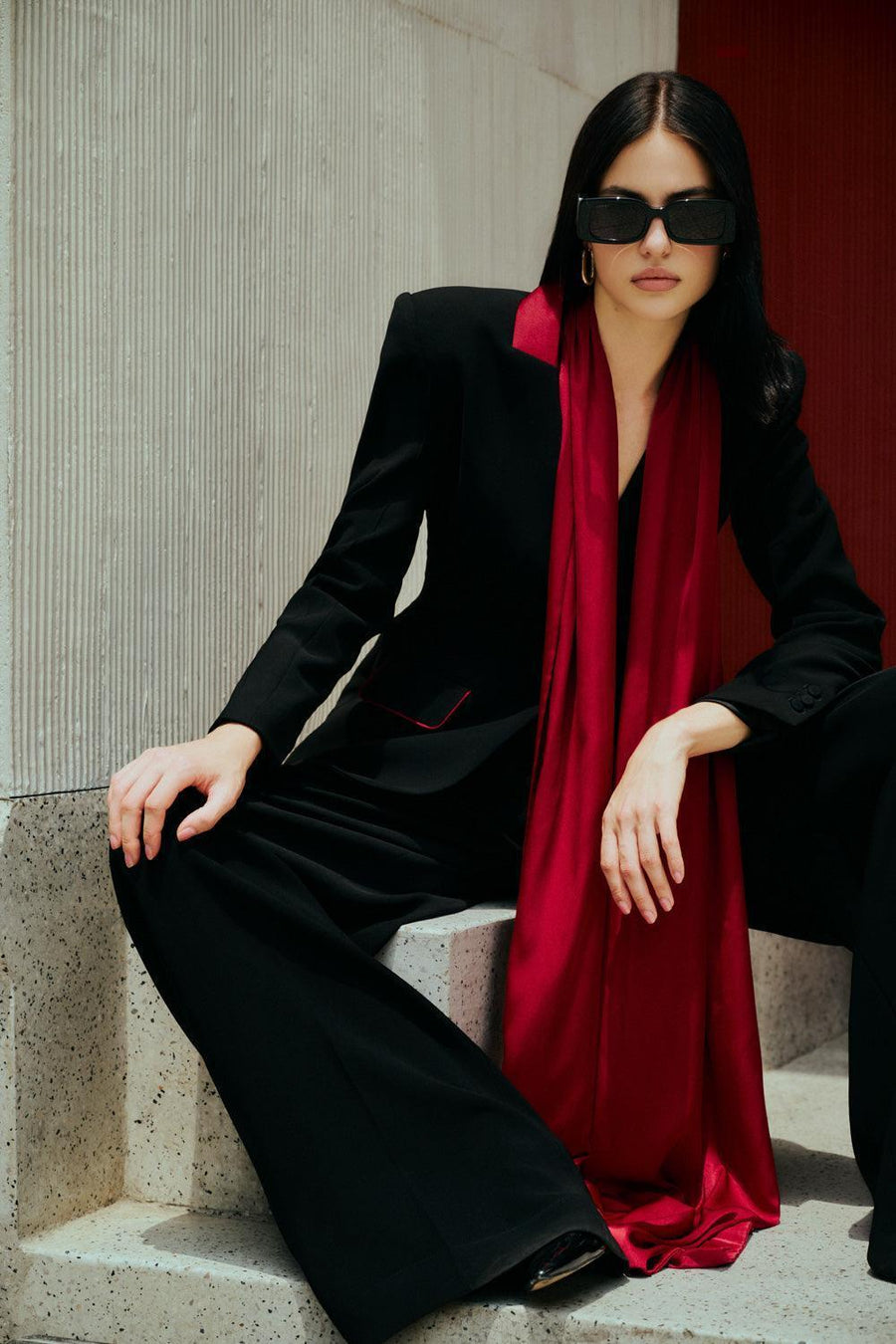 Alva A-line Flap Pocket Poly Silk Blazer 10