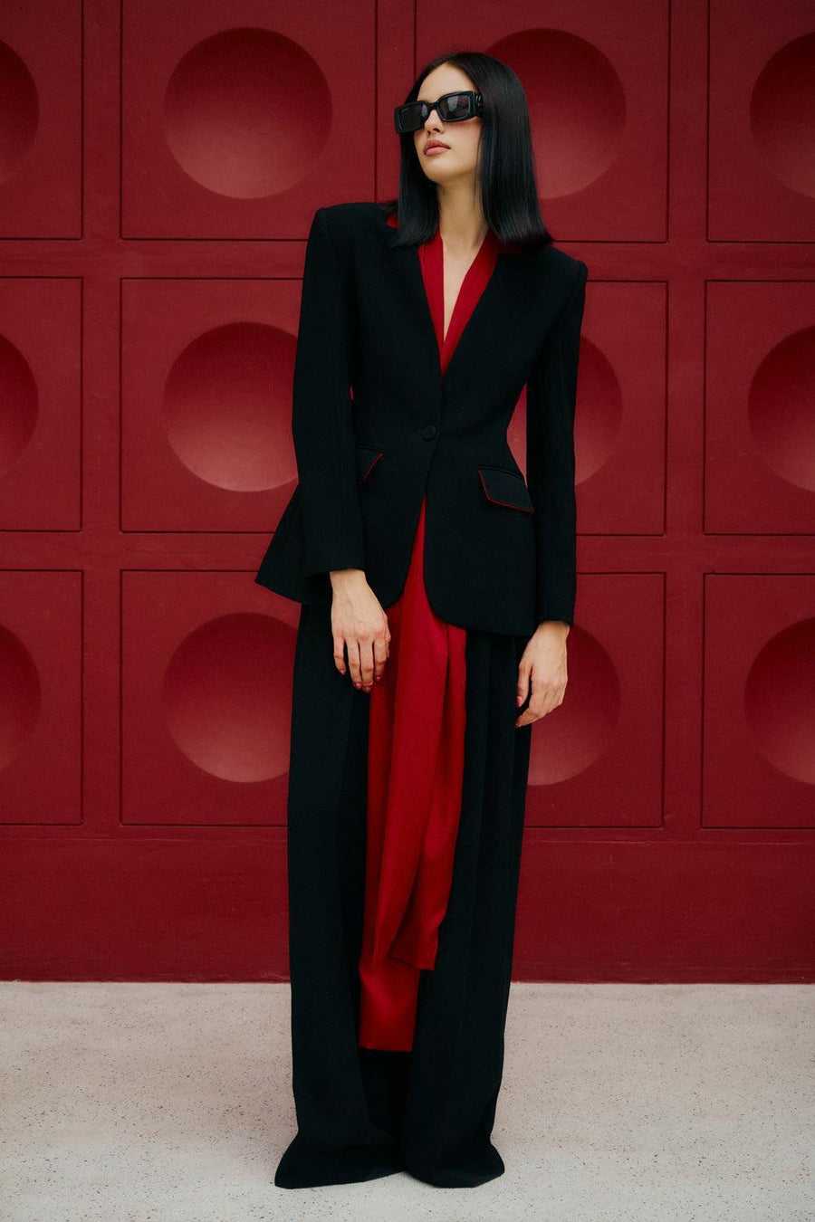 Alva A-line Flap Pocket Poly Silk Blazer 13