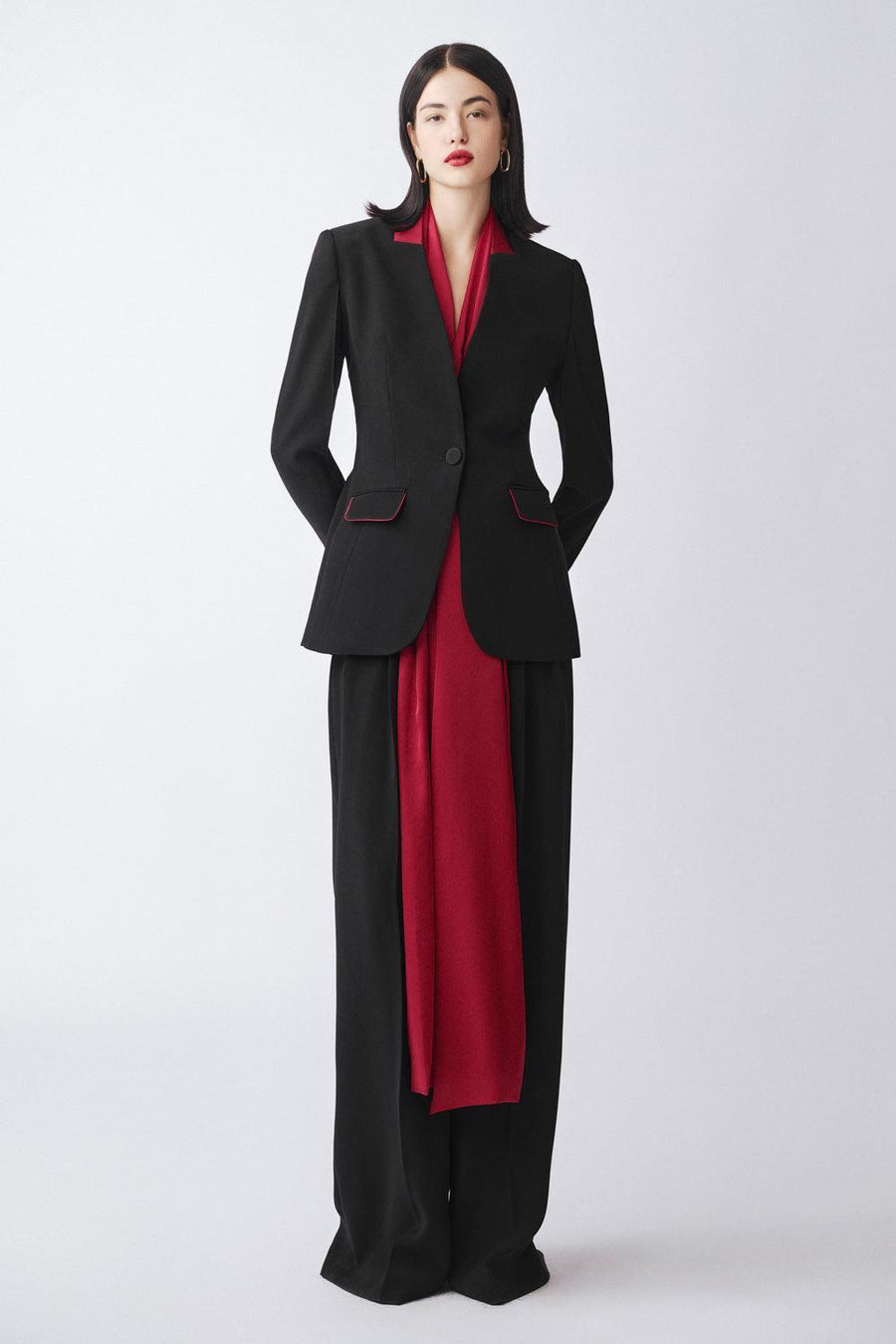 Alva A-line Flap Pocket Poly Silk Blazer 5