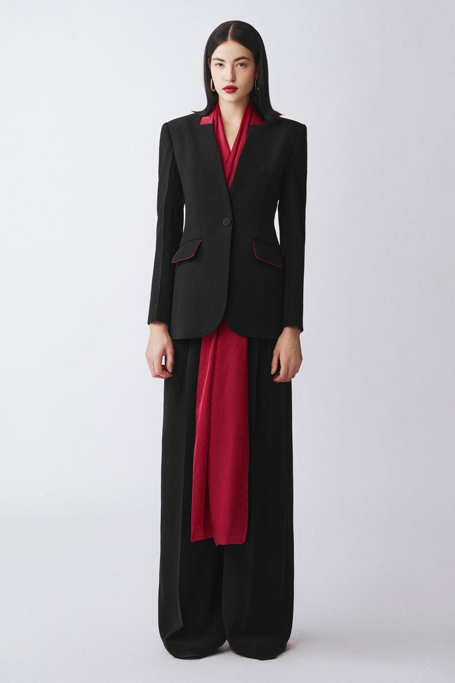 Alva A-line Flap Pocket Poly Silk Blazer 7