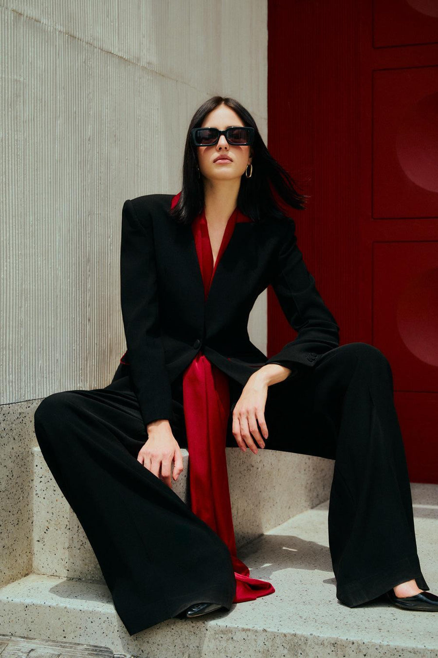 Alva A-line Flap Pocket Poly Silk Blazer 9